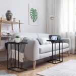 C Shaped Side Table Set of 2, Skinny Sofa Table for Sofa and Bed, Couch Tables That Slide Under, Small End Tables for Living Room, Bedroom or Small Spaces, Black - Image 5