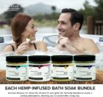 Spazazz Hot Tub Aromatherapy Full Body Hemp Soak Collection Sampler Pack - 4oz 1000 mg Hemp Spa Aromatherapy Hot Tub Bath Salt Crystals 4 Pack: Release 22, Reset 06, Unwind 17, Ignite 09 - Image 3