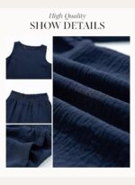 Dokotoo Pants Sets Women 2 Piece Outfits Sleeveless Round Neck Tank Tops Matching Sets for Women Elastic Waist Wide Leg - Image 6