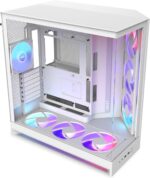 NZXT H9 Flow RGB+ (2025) – Large Dual-Chamber ATX Mid-Tower Airflow PC Case – Includes 7 RGB Fans (6 x 140mm, 1 x 120mm) & Control Hub – 420mm Radiator Support – Back-Connect Ready – White - Image 2