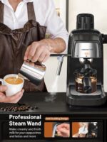 KEENSTAR 3.5Bar Espresso Machine with Milk Frother, 800W Compact Espresso and Cappuccino Machine with Preheating Function, 4 Cup Espresso Maker for Cappuccino or Latte, Gift for Coffee Lover - Image 4