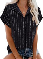Timeson Women's Short Sleeve Chiffon Blouses for Office Work Business Attire Collared Shirts - Image 4