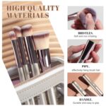 BS-MALL Makeup Brushes Set 14 Pcs with 1 Pcs Makeup Sponge – Essential Foundation Powder Concealers, Eye Shadows, Blush Makeup Brushes with Travel Makeup Case (Champagne) - Image 4