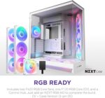 NZXT H9 Flow RGB+ (2025) – Large Dual-Chamber ATX Mid-Tower Airflow PC Case – Includes 7 RGB Fans (6 x 140mm, 1 x 120mm) & Control Hub – 420mm Radiator Support – Back-Connect Ready – White - Image 4