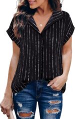Timeson Women's Short Sleeve Chiffon Blouses for Office Work Business Attire Collared Shirts - Image 3