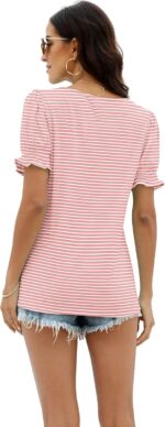 WIHOLL Tops for Women Summer Casual Ruffle Trim Sleeve Square Neck T Shirts - Image 5