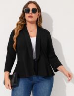 KOJOOIN Women Plus Size Casual Blazer Open Front Long Sleeve Work Office Cardigan Jackets - Image 4