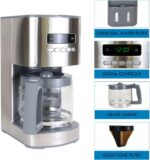 Kenmore Drip Coffee Maker - Programmable Cafe Machine With Glass Pot, Regular & Bold Brew, Auto Shut Off Large Water Reservoir, Reusable Filter, Kitchen Appliances For Cafeteria Barista, 12 Cup, White - Image 5