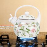 Jucoan 2.3 Quart Vintage Enamel Tea Kettle, Whistling Tea Kettle for Stove Top, Floral Enamel on Steel Teakettle Teapot for Home Kitchen Camping, Gift for Wedding Housewarming Thanksgiving Christmas - Image 6