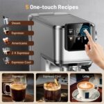 Espresso Machine, 20 Bar Professional Espresso Coffee Maker with Milk Frother Steam Wand, Hot & Iced Coffee Machine, Compact Stainless Steel Coffee Machine for Cappuccino,Latte,Cold Brew - Image 5