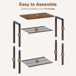 Hoctieon 2-Set 3 Tier End Table, Telephone Table Set of 2, Tall Side Table with Storage Set of 2, Small Nightstand for Small Spaces, Metal Frame, for Living Room, Bedroom, Sofa Couch, Rustic Brown - Image 10