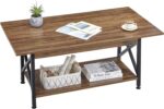 GreenForest Coffee Table with Storage, 39 inch Modern 2-Tier Coffee Tables for Living Room, X-Frame Design Farmhouse Coffee Table Space Saving Living Room Tables, Easy Assembly, Walnut - Image 10