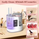 3 IN 1 Electric Makeup Brush Cleaner Machine With Makeup Brush Dryer-Holder-Portable Automatic USB Cosmetic Brushes Cleaner Tool for All Size Beauty Makeup Brush Set,Contour, Eyeshadow, Blush Brush - Image 8