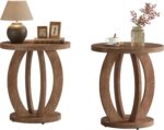 Tribesigns End Table, Round Side Table with Storage, Farmhouse Nightstand Bedside with Round Tabletop, Accent End Table for Living Room Bedroom Small Space, Wooden Accent Furniture (2, Brown) - Image 2