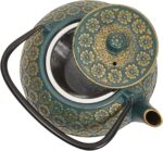 Juvale Cast Iron Tea Kettle with Infuser - 34 oz, Sage Green Floral - Loose Leaf Tea Infuser Pot & Japanese Cast Iron Teapot - Image 9