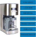 Kenmore Drip Coffee Maker - Programmable Cafe Machine With Glass Pot, Regular & Bold Brew, Auto Shut Off Large Water Reservoir, Reusable Filter, Kitchen Appliances For Cafeteria Barista, 12 Cup, White - Image 4