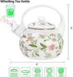 Jucoan 2.3 Quart Vintage Enamel Tea Kettle, Whistling Tea Kettle for Stove Top, Floral Enamel on Steel Teakettle Teapot for Home Kitchen Camping, Gift for Wedding Housewarming Thanksgiving Christmas - Image 3