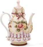 Large Ceramic Teapot and Coffee Pot with Lid, 3D Embossed Victoria Pink Rose Flowers Decorative Teapot(Red） - Image 6
