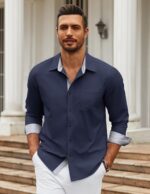 COOFANDY Mens Dress Shirts Long Sleeve Button Down Shirts Untucked Wrinkle-Free Business Casual Shirts - Image 3