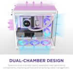 NZXT H9 Flow RGB+ (2025) – Large Dual-Chamber ATX Mid-Tower Airflow PC Case – Includes 7 RGB Fans (6 x 140mm, 1 x 120mm) & Control Hub – 420mm Radiator Support – Back-Connect Ready – White - Image 7