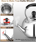 Whistling Tea Kettle Stovetop - 2.3 Quart Round Tea Pot for Stovetop, Silver Mirror Polished Classic Stovetop Kettle, Food Grade Material Teapot for Stove Top - Image 8