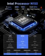 KAMRUI Essenx E1 Mini PC, Small Computer Twin Lake- N150 up to 3.6 GHz(Upgraded N100), Mini Desktop Computer 8GB DDR4 256GB SSD, 2.4G/ 5.0G WiFi, BT, 4K for Business, Home, Office Family-NAS - Image 4