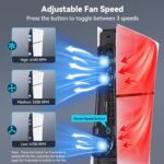 ELUTENG Cooling Fan for PS5 Slim Console Quiet Cooler Fan for PS5 Slim Disc and Digital Editions with 3 Adjustable Speeds Auto on off Cooling Accessories for PS5 Slim with LED Light and USB 2.0 Port - Image 7