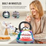 Tea Kettle, Kettle 3.7QT, Tea Pot Whistling 316 Stainless Steel, Tea Kettle Stovetop with Cool Folding Handle, Kettle Teapot Rainbow Induction for Boiling Water, Mirror Finish - Image 3