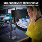 XLR Podcast Microphone Professional Cardioid Condenser Microphone for PC Computer Studio XLR Mic Kit for Recording/Podcasting/Streaming/Voice Over/ASMR/Home Studio/YouTube with Desktop Stand - Image 3