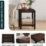 BON AUGURE End Table, Small Side Table for Living Room, Night Stand, Bedside Tables with 2-Tier Storage Shelves for Bedroom, Small Spaces (Rustic Oak) - Image 5