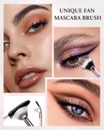 Makeup Brushes with Case, 20PCs Travel Makeup Brush Set, Foundation Concealer Blush Eyeshadow Brush Set Contour Powder Eyebrow Eyelash Brush Kit with Led Light Mirror Holder & 2 Powder Puff-Pink - Image 6