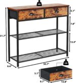 Furologee Console Sofa Table with Storage Shelf for Entry Way, Small 30'' Entryway Table with 2 Fabric Drawers, Industrial Display Shelves for Hallway, Entrance, Foyer, Rustic Brown - Image 4
