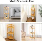 3-Tier Bamboo Corner Shelf, Plant Corner Display Shelf, Multipurpose Shelving Unit for Small Space, Living Room, Easy Assembly, Natural - Image 5