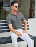 COOFANDY Men's Textured Polo Shirts Short Sleeve Slim Fit Casual Button Polo T-Shirt Summer Collared Golf Shirt - Image 5