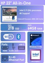 HP All-in-One Desktop PC| 12GB RAM| 1TB PCIe SSD| 22" Full HD Display, Anti-Glare| Intel Dual-core Processor| KB&Mouse| HDMI, USB-C, Wi-Fi 6| Windows 11 | Cashmere White| for Business & Personal Use - Image 4