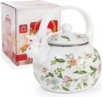 Jucoan 2.3 Quart Vintage Enamel Tea Kettle, Whistling Tea Kettle for Stove Top, Floral Enamel on Steel Teakettle Teapot for Home Kitchen Camping, Gift for Wedding Housewarming Thanksgiving Christmas - Image 5