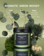 M&SENSE Eucalyptus & Mint Soy Candles for Home Scented, 11.6oz 70 Hour Burn Aromatherapy Candle Gift for Stress Relief, Meditation, Yoga, Relaxing SPA, Reusable Jar for Men and Women - Image 3