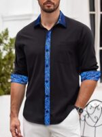 Barry.Wang Black Dress Shirts for Men Business Long Sleeve Button Up Formal Casual Western Collared Muscle Shirt Party Disco - Image 5