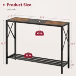 Tajsoon Console Table 41.8”, 2-Tier Industrial Entryway Table, Narrow Entrance Sofa Table with Shelves, Hallway, Living Room, Foyer, Corridor, Office, Rustic Brown and Black - Image 4