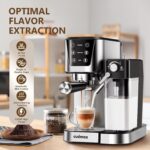 Espresso and Cappuccino Machine 20 Bar, Latte Machine with Automatic Milk Frother, Espresso Maker in Stainless Steel Design,1350W Coffee Maker with Touchscreen for Home (Silver) - Image 5