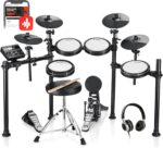 Donner DED-200X Electronic Drum Set, Electric Drum Kit with Quiet Mesh Drum Pads, 2 Cymbals w/Choke, 31 Kits and 450+ Sounds, Throne, Headphones, Sticks, USB MIDI, Melodics Lessons (5 Pads, 4 Cymbals) - Image 2