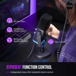 FIFINE USB/XLR Dynamic Microphone for Podcast Recording, PC Computer Gaming Streaming Mic with RGB Light, Mute Button, Headphones Jack, Desktop Stand, Vocal Mic for Singing YouTube-AmpliGame AM8 - Image 9
