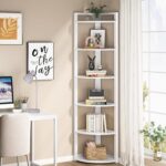 Tribesigns 6 Tier Corner Shelf, 70.9 Inch Tall Corner Bookshelf Small Bookcase Modern Corner Shelving Unit Storage Rack for Living Room, Home Office, Kitchen, Small Space (White) - Image 5