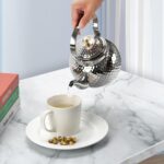 Hammered Tea Kettle, Stainless Steel Tea/Coffee Pot Loose Leaf Teapot for Tea, Milk, Coffee, 1.2L Teapot with Strainer Stovetop Tea Kettle, Outdoor Travel Supplies, Gift For Tea (Silver) - Image 3