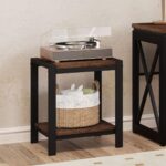 BON AUGURE End Table, Small Side Table for Living Room, Night Stand, Bedside Tables with 2-Tier Storage Shelves for Bedroom, Small Spaces (Rustic Oak) - Image 8