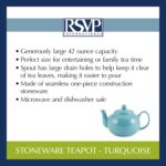 RSVP International Stoneware Teapot Collection, Microwave and Dishwasher Safe, 42 oz, Turquoise - Image 11