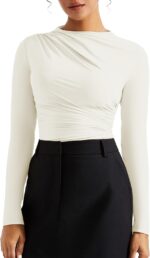 SUUKSESS Women Business Casual Long Sleeve Tops Double Lined Basic T Shirts - Image 2