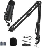 ZealSound Gaming Microphone Kit,Podcast Condenser USB Mic with Boom Arm,Supercardioid Microphone with Mute Button,Echo Volume Gain Knob,Adjust Monitor for Phone PC Computer (Black) - Image 2
