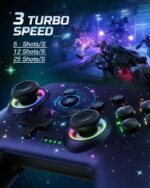 VOYEE Switch Controller, LED Star Wireless Pro Controllers Compatible with Switch 2/Lite/OLED, Multi-Platform Windows PC with 9 Colors Colorful RGB Lights/Programmable/Vibration/Turbo/Wakeup - Image 4