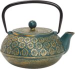 Juvale Cast Iron Tea Kettle with Infuser - 34 oz, Sage Green Floral - Loose Leaf Tea Infuser Pot & Japanese Cast Iron Teapot - Image 10
